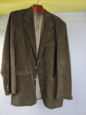 Vintage Wilsons Brown Corduroy Jacket Mens Size 42L Long Greenfield, MA Smoking